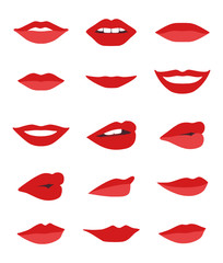 High quality vector set of lips and mouths in different views isolated on white background - graphic elements for your projects