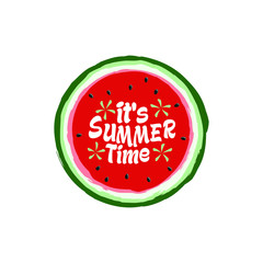 Unique Modern Watermelon Summer Time Design Background Banner Template with Text It's Summer Time for Used Personally and All Business Company
