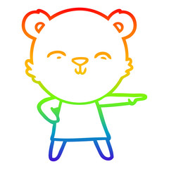 rainbow gradient line drawing happy cartoon bear