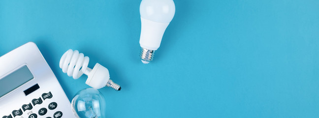 Old and new light bulbs. Energy saving concept