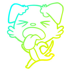 cold gradient line drawing cartoon running dog