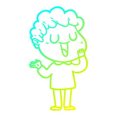 cold gradient line drawing laughing cartoon man