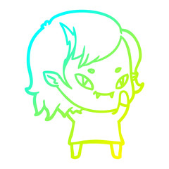 cold gradient line drawing cartoon friendly vampire girl