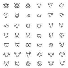 The head of various animals is a line image icons vector.