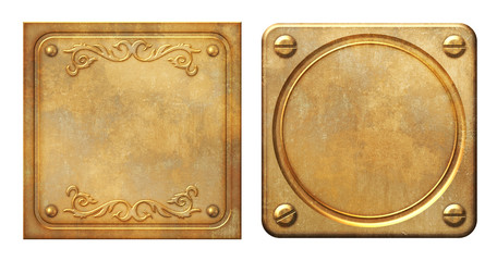Steampunk brass aged metal plates - illustration