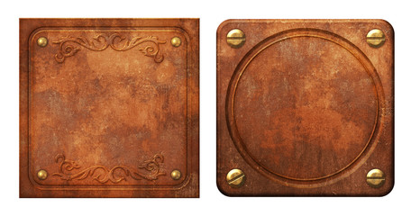 Steampunk copper aged metal plates - illustration