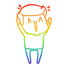 rainbow gradient line drawing cartoon happy man