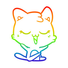 rainbow gradient line drawing cartoon cat