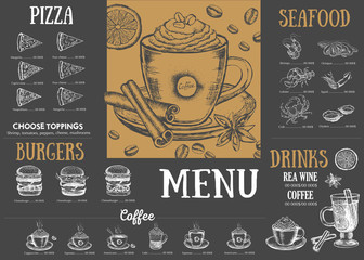 Restaurant cafe menu, template design. Food flyer.