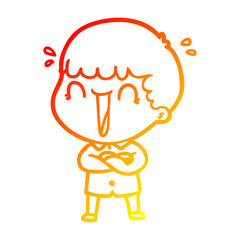 warm gradient line drawing laughing cartoon man