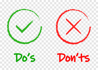Do and Don t or Good and Bad Icons. Positive and Negative Symbols, eps 10 - obrazy, fototapety, plakaty