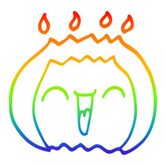 rainbow gradient line drawing cartoon flame