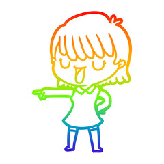 rainbow gradient line drawing cartoon woman