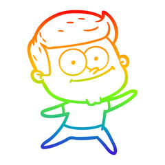 rainbow gradient line drawing cartoon happy man