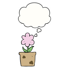 cute cartoon flower and thought bubble