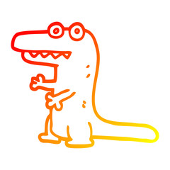 warm gradient line drawing cartoon crazy alligator