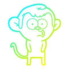 cold gradient line drawing cartoon hooting monkey