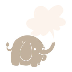 cartoon elephant and speech bubble in retro style