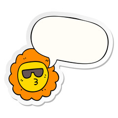 cartoon sunflower and speech bubble sticker