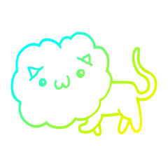 cold gradient line drawing cute cartoon lion