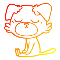 warm gradient line drawing cute cartoon dog