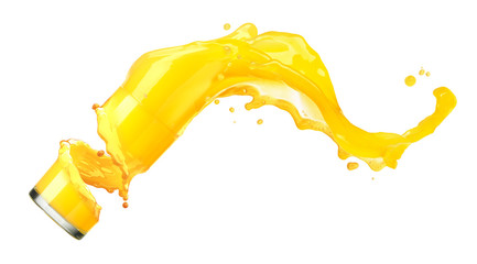 splashing orange juice with oranges