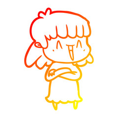 warm gradient line drawing cartoon woman