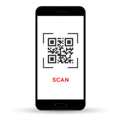 Scan QR code to Mobile Phone. Electronic, digital technology, barcode. Vector illustration, eps 10.