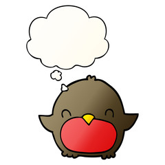 cartoon penguin and thought bubble in smooth gradient style