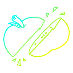 cold gradient line drawing cartoon sliced apple