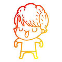 warm gradient line drawing cartoon woman talking