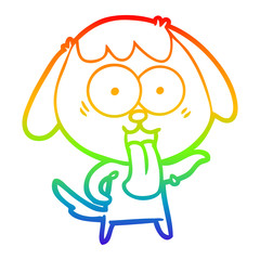 rainbow gradient line drawing cute cartoon dog