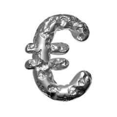 Melted steel euro currency sign  - Business 3d Hammered steel symbol - Technology, Industry or Sci-fi concept