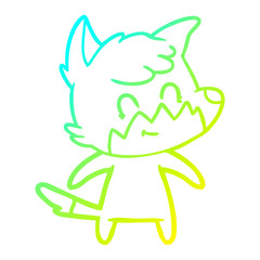 cold gradient line drawing cartoon friendly fox