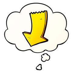 cartoon pointing arrow and thought bubble in smooth gradient style