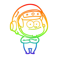 rainbow gradient line drawing happy astronaut cartoon