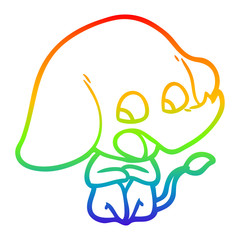 rainbow gradient line drawing cute cartoon elephant