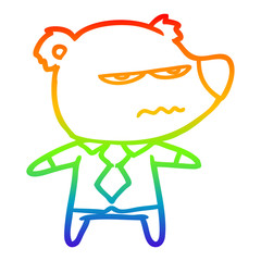 rainbow gradient line drawing cartoon angry boss bear