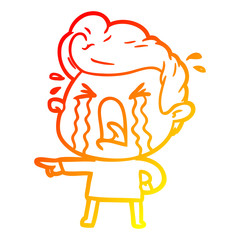 warm gradient line drawing cartoon crying man