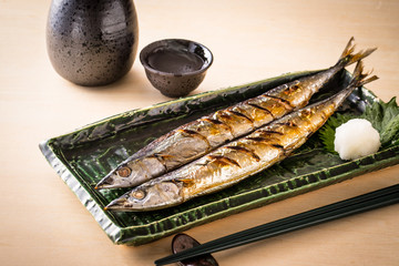 秋刀魚と日本酒