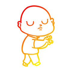 warm gradient line drawing cartoon bald man