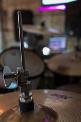 Fototapeta na wymiar Inside recording studio drum room.