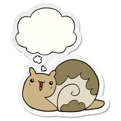 cute cartoon snail and thought bubble as a printed sticker