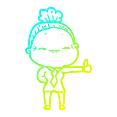 cold gradient line drawing cartoon peaceful old woman