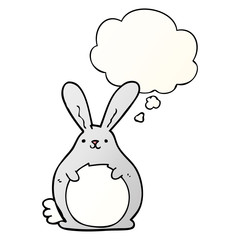 cartoon rabbit and thought bubble in smooth gradient style