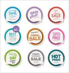 Collection of colorful modern badges and labels