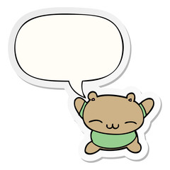cartoon jumping bear and speech bubble sticker