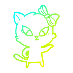 cold gradient line drawing cartoon cat