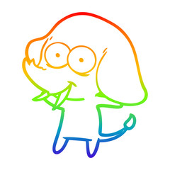 rainbow gradient line drawing happy cartoon elephant