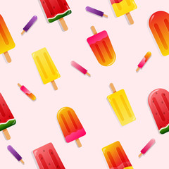 Watermelon Popsicle ice cream summer  seamless pattern background